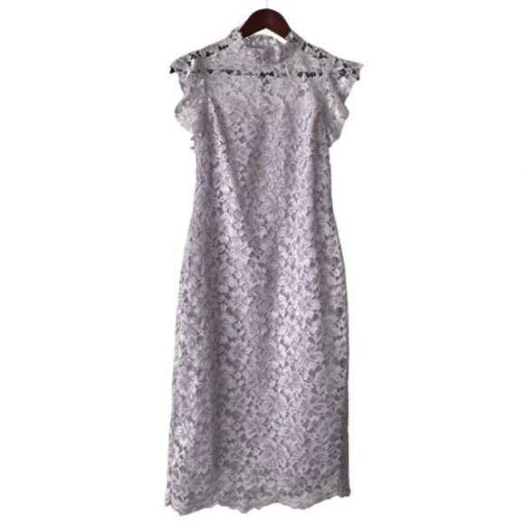 Enfocus Studio Women' 6 Purple/Lavender Sleeveless Mock Neck Midi Sheath Dress - Picture 5 of 14